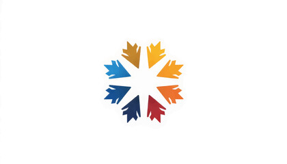 Colorful geometric star design with leaves, minimalist symbolism