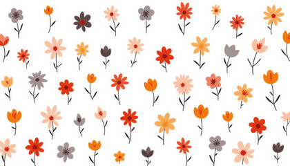 Colorful geometric flower pattern on white background, botanical design