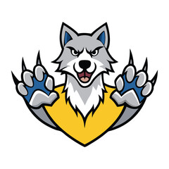 A bold wolf claws mascot logo featuring sharp, fierce talons tearing through with power. Perfect for sports teams, gaming, or brands seeking a strong, aggressive identity.