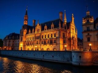 Fototapeta premium Paris Conciergerie Palace at Night - Vivid August 2020 Photography