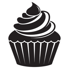
 cupcake Black silhouette,Vector illustration isolated on white background. Can be used as icon, sign or symbol - cupcake silhouett
