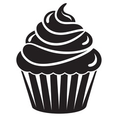 
 cupcake Black silhouette,Vector illustration isolated on white background. Can be used as icon, sign or symbol - cupcake silhouett

