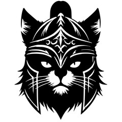 Silhouette portrait of a cat warrior
