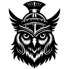 Silhouette portrait of owl warrior