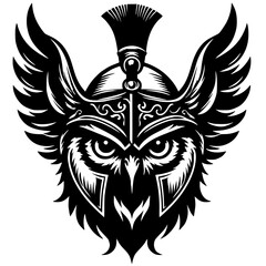 Silhouette portrait of owl warrior