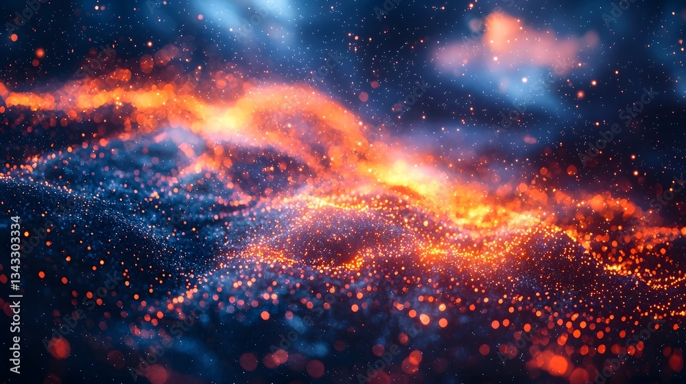 Poster surreal data cloud and neural network visualization