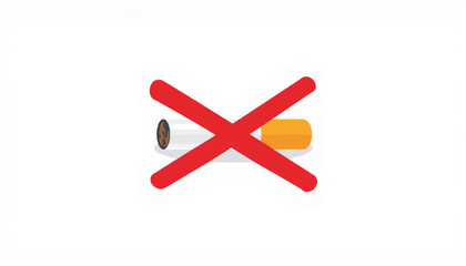 Obraz premium Cigarette with red cross symbolizing no smoking, minimalist design