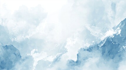 Fototapeta premium A painted watercolor image of a cloudy sky and mountain range