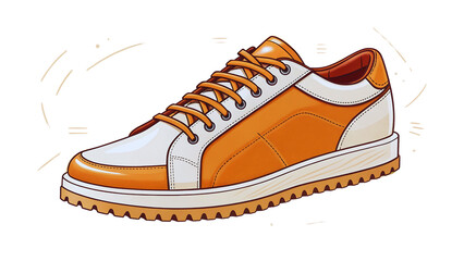 Stylish Orange and White Sneakers Illustration Trendy Footwear Design for Fashion Blogs
