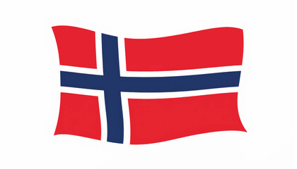Fototapeta premium Flag of Norway with bold red and blue design on white background, symbolism
