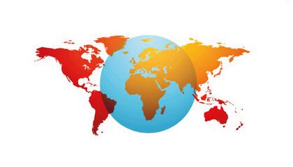 Obraz premium Colorful globe in diplomatic setting with geometric continents, unity