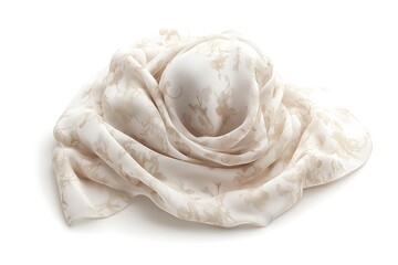 Obraz premium 3D Soft Beige Hijab with Delicate Floral Pattern.
