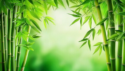 bamboo background with green leaves copy space