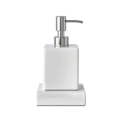 Obraz premium Modern White Ceramic Soap Dispenser with Chrome Pump for Bathroom