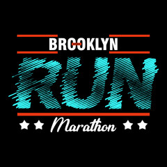 Brooklyn run marathon bold typography design, illustration vector style, letters style