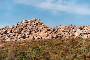 Fototapeta premium Pile of Rocks Under Clear Blue Sky in Nature