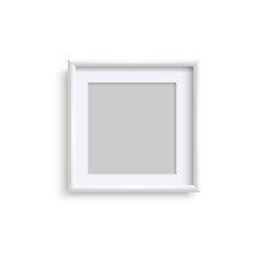 Realistic white square blank frame isolated on white background