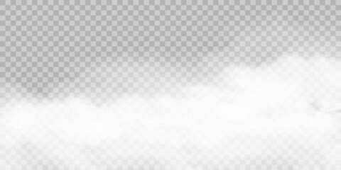 White realistic cloudy fog, smog transparent special effect