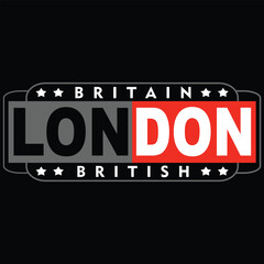 Fototapeta premium London british label with bold red white black style, illustration vector style, letters style