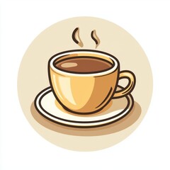 Obraz premium coffee icon inside the round line, line art style , clear background