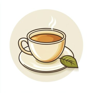 tea cup on saucer with leaf clip art preview