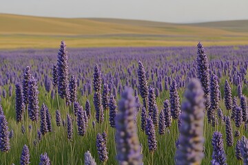 Obraz premium Lavender Field Purple Flowers Blooming Summer Nature