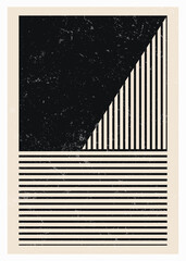 Abstract geometric line posters. Minimalist 20s geometric design, vector template with primitive shapes. Mid century art print for wall decor minimalist vintage style. Vector file ready to print
