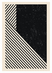Abstract geometric line posters. Minimalist 20s geometric design, vector template with primitive shapes. Mid century art print for wall decor minimalist vintage style. Vector file ready to print