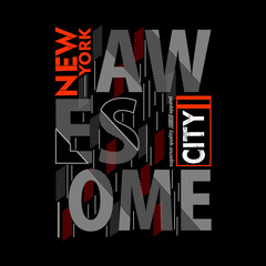 Awesome city new york red black poster design, illustration vector style, letters style