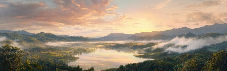 Mountain River at Sunrise