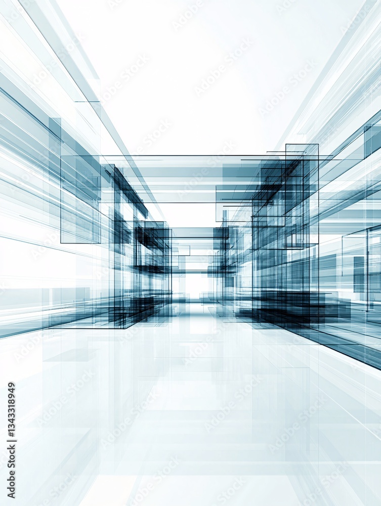Poster abstract 3d wireframe structure of a website layout, futuristic web development visualization, digit