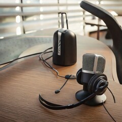 microphone and headphones