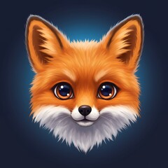 Adorable Fox Head Illustration with Large Eyes on a Gradient Background
