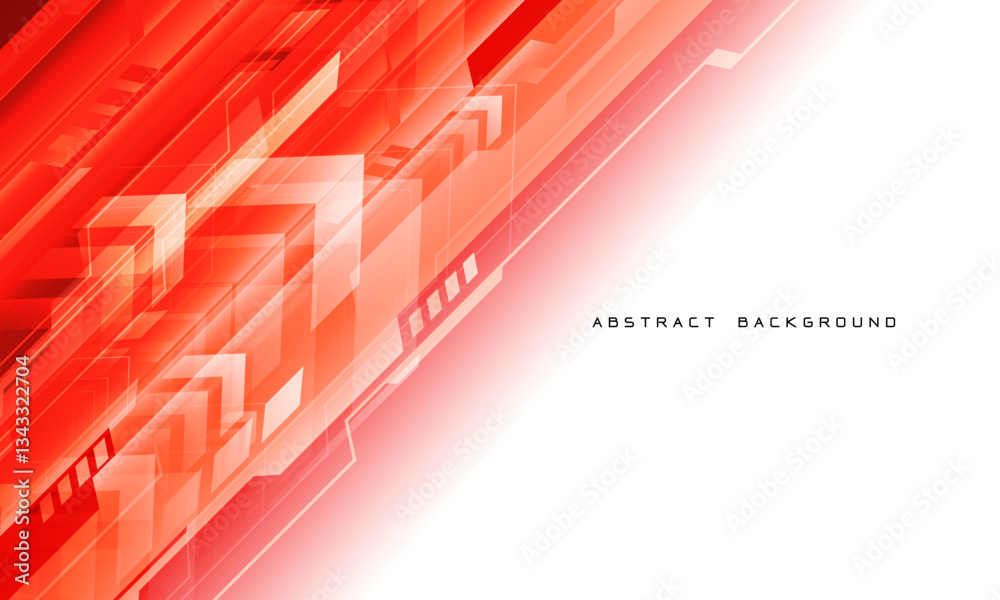 Poster Abstract red arrow cyber dynamic geometric technology futuristic on white blank space design modern background vector