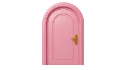 3d illustration of pink arch door on white background
