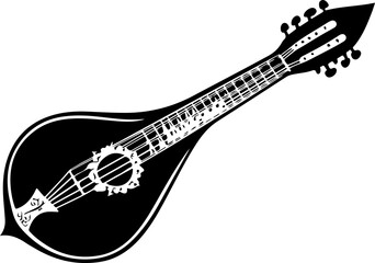 Black and White Mandolin Illustration