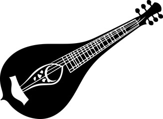 Obraz premium Black and White Mandolin Illustration