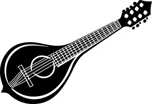 black and white mandolin musical instrument clip art preview