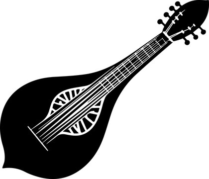 black and white mandolin musical instrument clip art preview