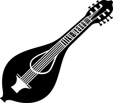 black and white mandolin musical instrument clip art preview