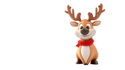  3d rudolph the reindeer character on white background