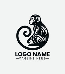 Monkey Logo vector, Jungle Animal Logo