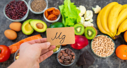 Various products containing magnesium. Selective focus.