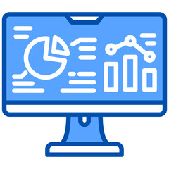 Analytics icon in Blue Color Style. Simple Vector Design. Simple Vector Flat Icon