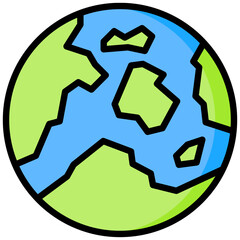 Global icon in Flat Color Style With Outline. Simple Vector Design. Simple Vector Flat Icon