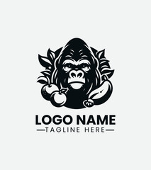 Tropical Gorilla Logo, Gorilla and Fruit Logo Design
