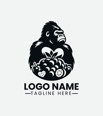 Tropical Gorilla Logo, Gorilla and Fruit Logo Design