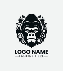 Tropical Gorilla Logo, Gorilla and Fruit Logo Design