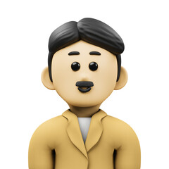 moustache man avatar 3d illustration