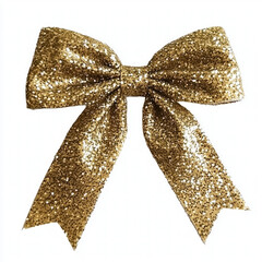 gold christmas bow isolated